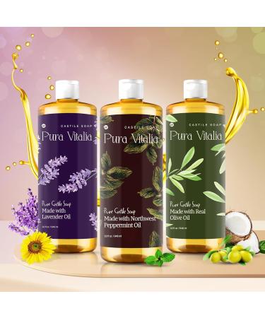 Unscented Pure Castile Soap Liquid - Eco-Friendly & Biodegradable for Face Hand Body Laundry - 32 fl oz - Buy Online on GoSupps.com