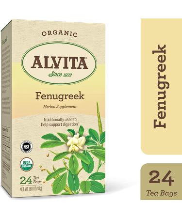 Alvita Organic Fenugreek Herbal Tea - Premium Quality, Mild Bitter Flavor, 24 Bags - Buy Online on GoSupps.com