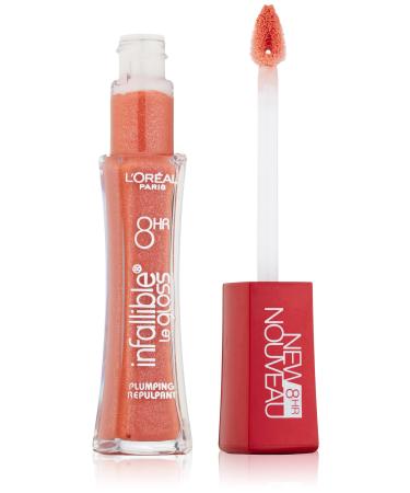 L'Oreal Paris Infallible 8HR Plumping Lip Gloss Coral 0.21 Ounces Plumped Coral