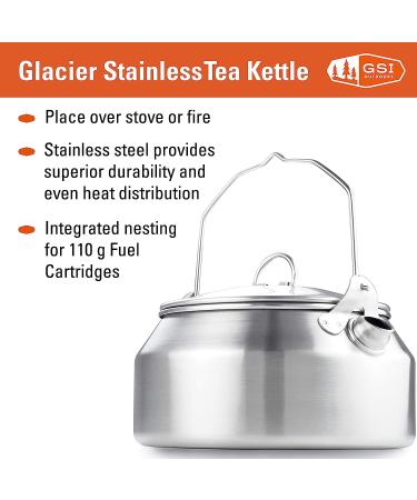 GSI Outdoors Glacier Stainless Steel Tea Kettle 1 qt. | Camping & RV - Buy Online on GoSupps.com