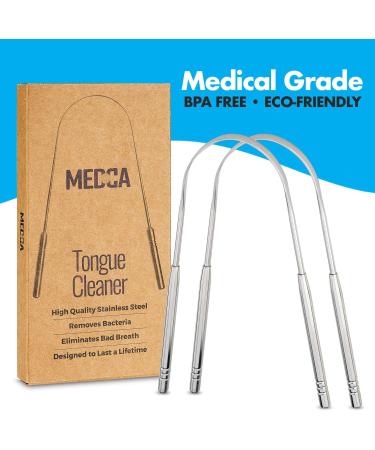 Stainless Steel Tongue Scrapers - Pack of 2 for Fresh Breath & Healthy Mouth - Dental Hygiene Kit - Buy Online on GoSupps.com