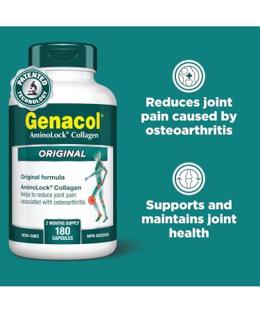Genacol Ultra-Hydrolyzed Collagen Joint Supplement | Effective Osteo arthritis Pain Relief and Knee and Back Pain Relief | GENACOL Original 180 Capsules 180 count (Pack of 1) - Buy Online on GoSupps.com
