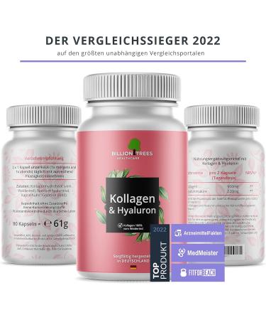 Hyaluronic Acid with Collagen - Highly Dosed | 90 Capsules | 1120mg Hydrolysate & Hyaluron Daily | Laboratory Tested in Germany | Comparison Winner 2022 - Buy Online on GoSupps.com