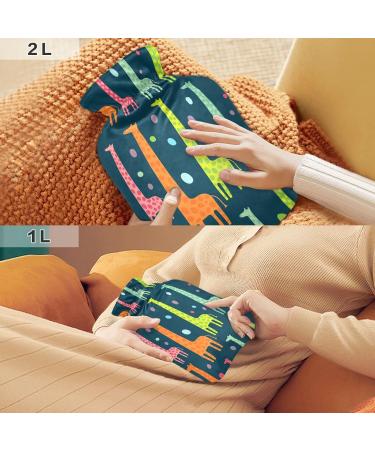 Hot Water Bottle with Giraffe Cover 2L - BPA Free Pain Relief for Bed Hands & Feet | International Shipping - Buy Online on GoSupps.com