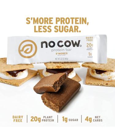 No Cow Protein Bar S'mores - 2.12 oz | Dairy-Free, High-Protein Snack - Buy Online on GoSupps.com