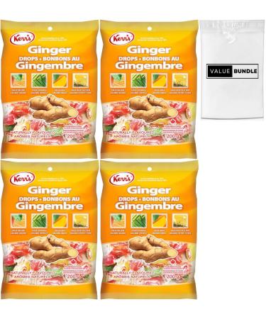Value Bundle: Kerrs Candy - GINGER DROPS - Individually Wrapped Candy - Snacks & Candies For Adults and Kids - Bonbon - Hard Candy - Custom Value Bundle Branded Package of 4 (Ginger Drops)