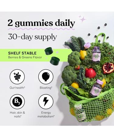 Lemme Greens Superfood Gummies w/Multi - Support Gut Health & Reduce Bloating 20+ Organic Greens and Superfruits Clinically Studied Probiotics D3 B12 - Berries & Greens Flavored (60 Count) - Buy Online on GoSupps.com