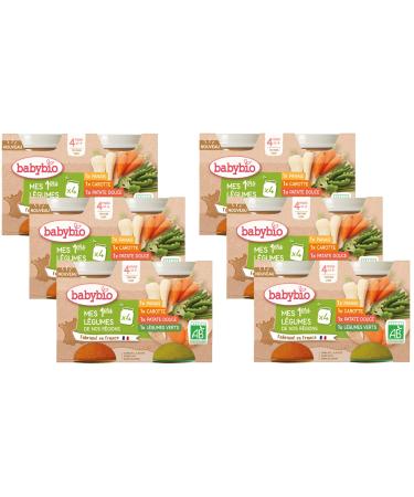 Babybio Multipack Vegetable Pots - Organic - 4+ months - 4x130g - Pack of 6