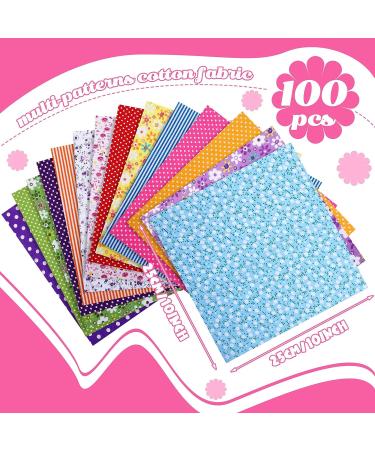 100 Pcs 10x10 Inch Cotton Fabric Square Patchwork Bundles - Floral Craft Fabric for DIY Sewing and Quilting Projects - Buy Online on GoSupps.com