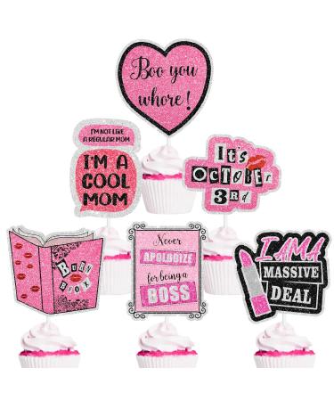 Bright Pink Girls' TV Show Themed Party Cupcake Toppers Set of 18 - Perfect for a girl's TV show themed birthday party bachelorette party or hen party decorations - SugarGera CU-MEAN-GIRLS-2