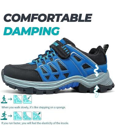 Boys No-Tie Slip On Hiking Shoes - Size 1.5 Little Kid Blue/Black 8129 - Buy Online on GoSupps.com