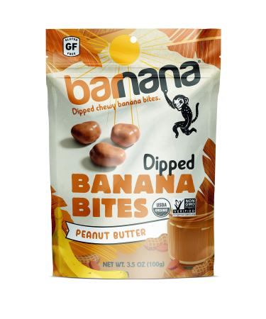Barnana Organic Chewy Banana Bites, Peanut Butter Banana Flavor, 3.5 Ounce Bags (12 Bags Total) - Non-GMO, USDA Organic Upcycled Snack