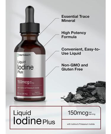 Horbaach Liquid Iodine Drops | 2 fl oz | 150 mcg Supplement | Vegetarian Non-GMO Gluten Free Tincture - Buy Online on GoSupps.com