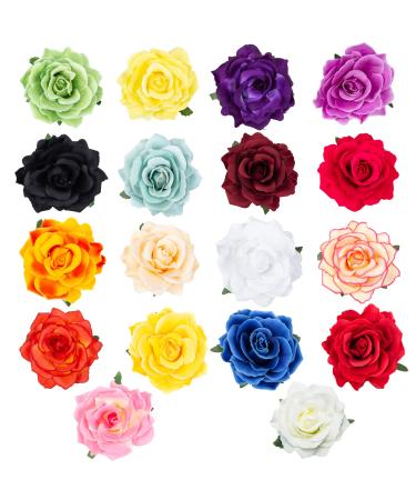 18PCS Rose Flower Hairpin Hair Clip Flower Pin Up Flower Brooch for Bridal Headpiece BXH35-18
