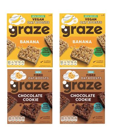 Graze Protein Oat Bars – Healthy Snacks, Whole Grain Oats, Natural Flavours, High Fibre, Less Sugar (16 Snacks – 4 Packs of 4 x 30g)