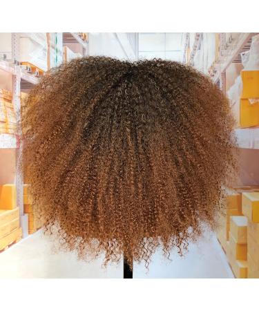 MURAMURA 16 Long Curly Wig with Bangs for Black Women - Afro Bomb Kinky Curly Wig, Fluffy & Soft Synthetic Hair, Black to Brown - Buy Online on GoSupps.com