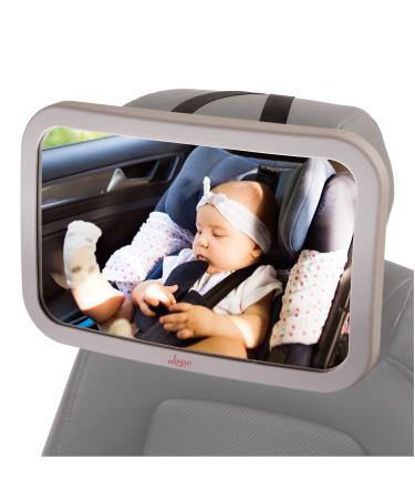 Baby Mirror for Car - Largest and Most Stable Backseat Mirror with Premium Matte Finish - Crystal Clear View of Infant in Rear Facing Car Seat - Safe Secure and Shatterproof Grey