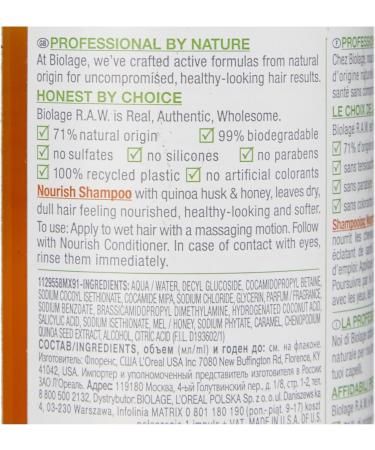 Buy Matrix Biolage RAW Nourish Shampoo 325ml - Hydrating Honey Shampoo for Dry Hair - International Shipping Available - Buy Online on GoSupps.com