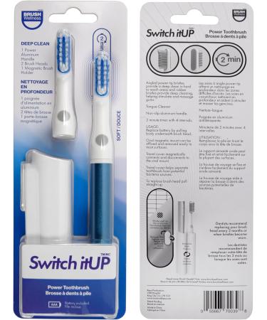 Deep Clean Power Aluminum Handle Toothbrush - 2 Switch itUp Brush Heads & Magnetic Holder | International Shipping - Buy Online on GoSupps.com