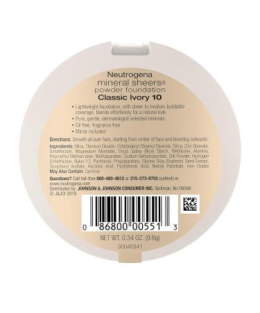 Neutrogena Mineral Sheers Compact Powder Foundation - Oil-Free, Fragrance-Free, Classic Ivory (Pack of 2) - 10.34 oz - Buy Online on GoSupps.com