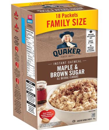 Quaker Maple & Brown Sugar Flavour Instant Oatmeal 18 Packets 774g Maple & Brown Sugar Flavour 43 g (Pack of 18) - Buy Online on GoSupps.com
