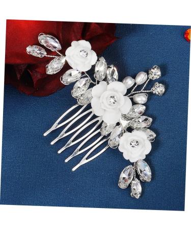 Didiseaon Rhinestone Flower Hair Comb Wedding Hair Comb for Bridal Rhinestone Hair Comb Bridal Hair Accessories Wedding Bridal Hair Comb Decor Tiara Pearl Crystal Veil White Bride - Buy Online on GoSupps.com