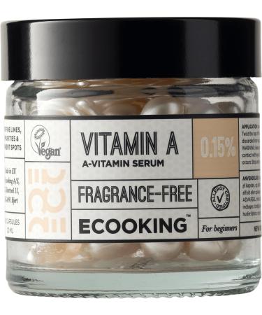 Ecooking Vitamin A Serum 0.15% with Retinol - Boosts Collagen Evens Skin Tone Reduces Hyperpigmentation Fights Blemishes Smooths & Minimizes Fine Lines Pores 0 15%