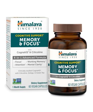 Himalaya Memory & Focus Herbal Supplement - Supports Cognitive Function Attention Vegan - 60 Capsules