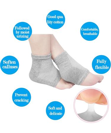 Aokbean Heel Socks - 2 Pairs Moisturizing Gel Socks for Dry Cracked Skin | Open Tip Silicone Foot Care for Men & Women (Black + Gray) - Buy Online on GoSupps.com