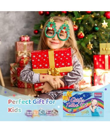 Glitter Tattoos Kit Gift for Kids - 30 Colors Waterproof Temporary Tattoos with Stencils, Stickers, Brushes, Glue & Body Glitter - Perfect for Festival Parties & Christmas Gifts - Adults & Kids - Buy Online on GoSupps.com