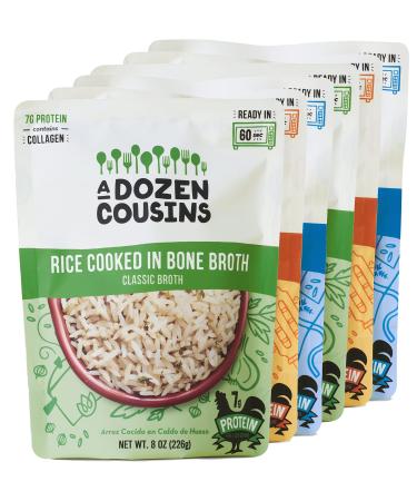 A Dozen Cousins Rice Cooked in Bone Broth | 7g Protein | Contains Collagen (3 Flavor Variety Pack, 6 Pack) 3 Flavor Variety Pack 8 Ounce (Pack of 6)