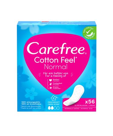 Carefree slip performances Cotton Feel normal with fresh fragrance (48 pieces) 100% breathable give a feeling of comfort dryness and freshness size normal 56 pieces (1 Pack)