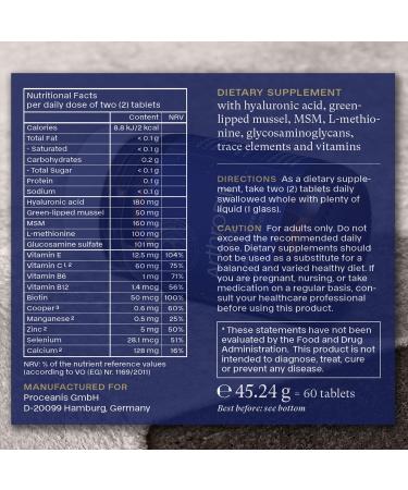 ArthroFill Tablets - Proven European Joint Relief - Vegan Hyaluronic Acid - Nutrient Complex - Support Active Movement Functions with 15 Vital Micronutrients - Made in Germany - Buy Online on GoSupps.com