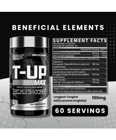 Nutrex Research T-UP Testosterone Booster for Men | Boost Strength & Recovery - 60 Capsules - Buy Online on GoSupps.com