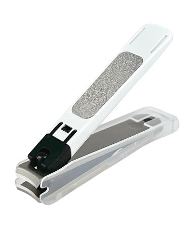 Kai Nail Clippers Type 001S White Stainless Steel Fingernail Toenail Thick Nail Clipper Cutter KE0121 with File & Catcher for Adult Seniors Men Women Made in Japan