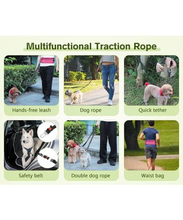 Pecute Jogging Leash for Large & Medium Dogs | Elastic Running Belt with Bag | Pink Supports Up to 100kg - Buy Online on GoSupps.com