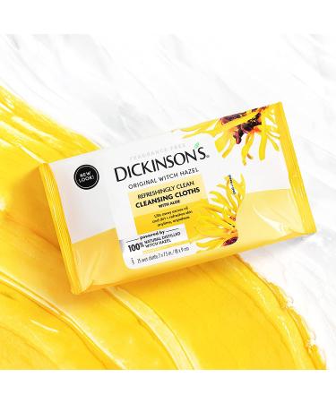 Dickinson's Original Witch Hazel Cleansing Cloths with Aloe - 4 Pack, 25 Count Each | Refreshing Clean - Buy Online on GoSupps.com