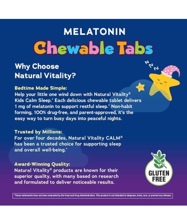Natural Vitality Kids Calm Sleep Melatonin | 1mg Chewable Tablets | 100% Drug Free | Nighttime Grape Flavored Supplement | 60 Count - Buy Online on GoSupps.com
