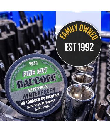 BaccOff Extra Wintergreen Fine Cut 1.1oz (Pack of 10) - Tobacco-Free & Nicotine-Free Snuff Alternative - Buy Online on GoSupps.com