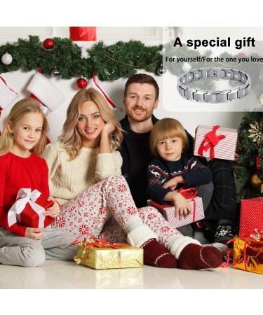 DGUSO Men's Magnetic Bracelet - Titan Steel Adjustable Jewelry with Gift Box | Stylish Magnetic Hard Band & Ring Set - Buy Online on GoSupps.com