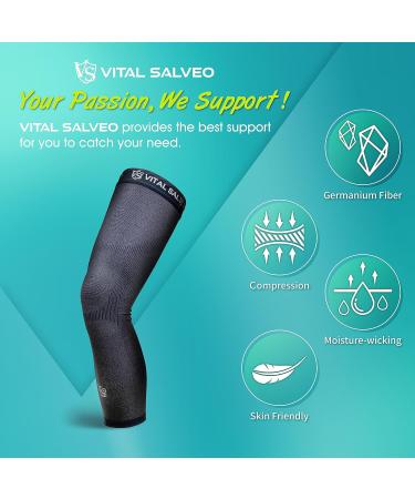 Vital Salveo Bamboo Charcoal Germanium Recovery Compression Leg Sleeve - Dark Grey - Medium - Buy Online on GoSupps.com