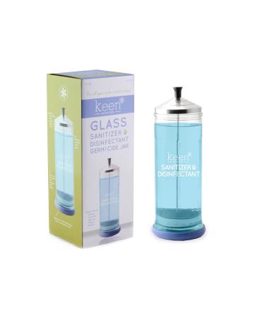 Keen Essentials Sanitizer Disinfectant Glass Jar for Styling Salon Barber Shop or Styling Station Germicide Jar Clear