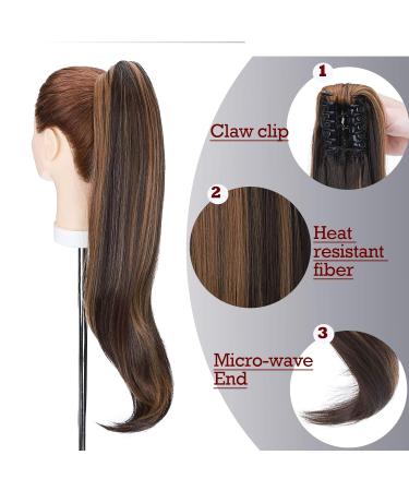 Buy Ponytail Extension Clip-in Braid - Heat-Resistant Micro-Wavy Hair - 22 (55cm) Dark Brown & Sandy Blonde - Buy Online on GoSupps.com