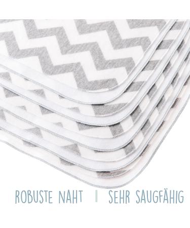 Mimadu Oeko-Tex Cotton Washcloth Set | 10 Mini Baby Washcloths - 25x25 cm Gray White Zigzag - Soft Durable & Eco-Friendly - Buy Online on GoSupps.com