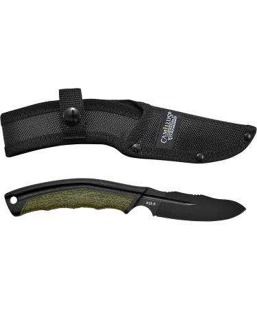 Camillus 19286 BT-8.5 Hunting Knife - 8.9 cm Aus-8 Steel Blade with Ballistic Nylon Sheath - Black/Green GfN/TPE Handle - Ideal for Outdoor Adventures - Buy Online on GoSupps.com