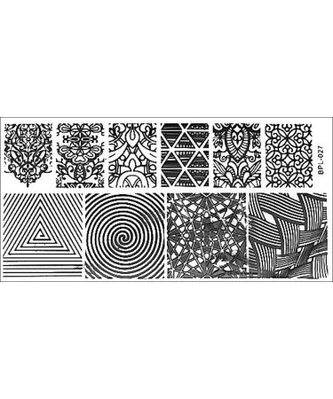 XL STAMPING STENCIL 12.6x6.5cm # BP-L027 geometric patterns spiral tendrils