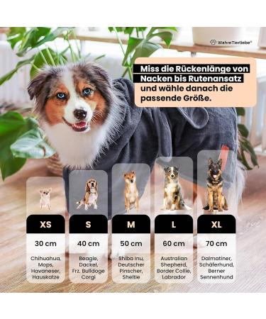 True Tierliebe Dogenbadel Washable Dog Towel - Quick-Dry Fur & Cozy Cold Protection for All Dog Sizes - Dark Gray Bathrobe - Buy Online on GoSupps.com