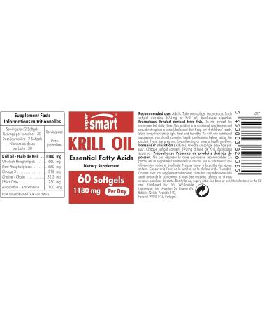Buy Supersmart Krill l 1180 mg - Supports Healthy Blood Pressure & Rich in Omega-3 (EPA & DHA) - Antioxidants & Phospholipids - International Shipping Available - Buy Online on GoSupps.com