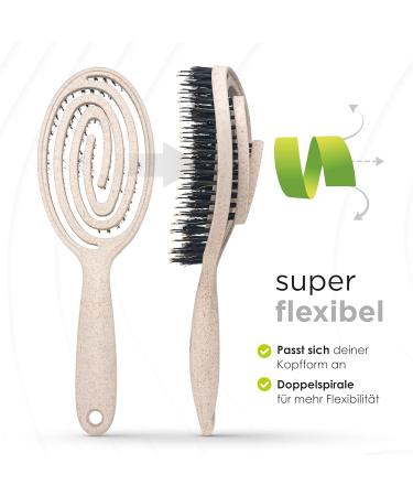 Fabcare Organic Hairbrush with Wild Boar Bristles & EBook - Professional Detangler for All Hair Types - Eco-Friendly Round Brush for Women - Buy Online on GoSupps.com
