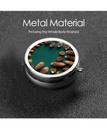 Pine Cone Border Round Pill Box | 3 Compartment Portable Travel Organizer for Medications - Buy Online on GoSupps.com